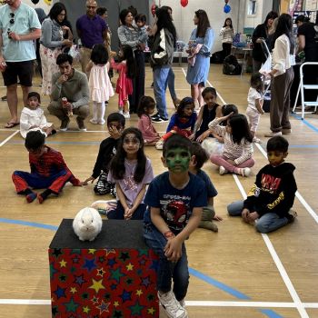 Kids Party Magician Beeston | Birthday Entertainment Snowy the rabbit entertaining children at a Beeston birthday party