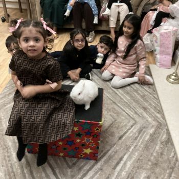 Kegworth Kids Party Magician | Birthday Entertainment Kegworth birthday party photo with Snowy the rabbit