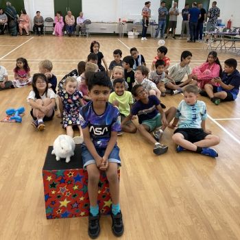 Snowy the rabbit at a kids' party in Leicester