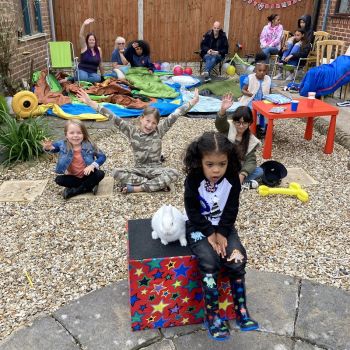 Mansfield birthday celebration with Snowy the rabbit