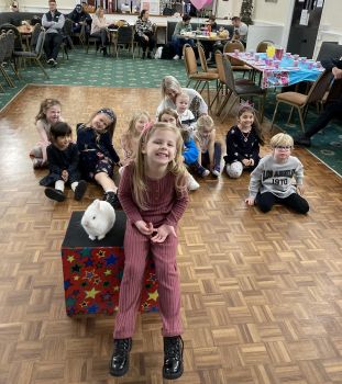 Peak District Children’s Magician | Outdoor Party Fun Peak District birthday party with Snowy the rabbit