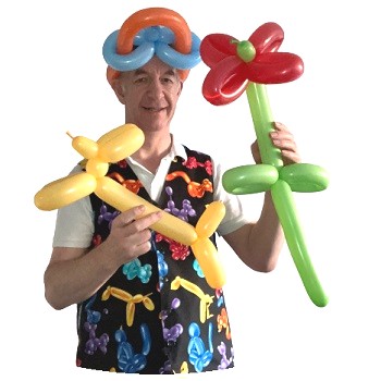 Magic Stuart showing different balloon models he makes for parties and events