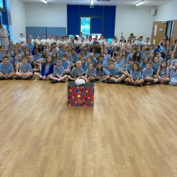 Snowy the rabbit at a children's birthday celebration in Bingham