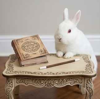 Snowy the Rabbit with his magic book of spells at a Stafford Children's Party Snowy the friendly white rabbit meeting children at a Stafford birthday party. Selected Magic Stuart parties can include the opportunity for children to meet Snowy and have a special photograph with him, adding a memorable extra touch to a fun-filled children's party.