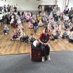West Bridgford Methodist Church Hall venue hire for children's birthday parties Magic show stage setup at West Bridgford Methodist Church Musters Road